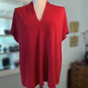 H&M Red Short Sleeve Stand collar Blouse